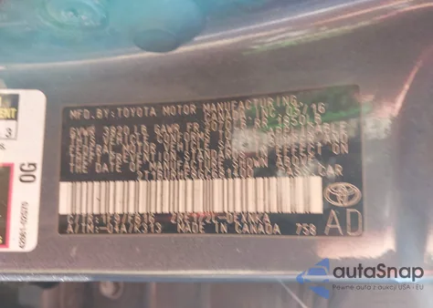 2016 Toyota Corolla Le z USA, uszkodzony, nr VIN 2T1BURHE8GC681400